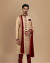alt message - Manyavar Men Brilliant Fawn Sherwani Suit image number 1